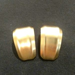 Brushed Gold Tone Clip on Earrings